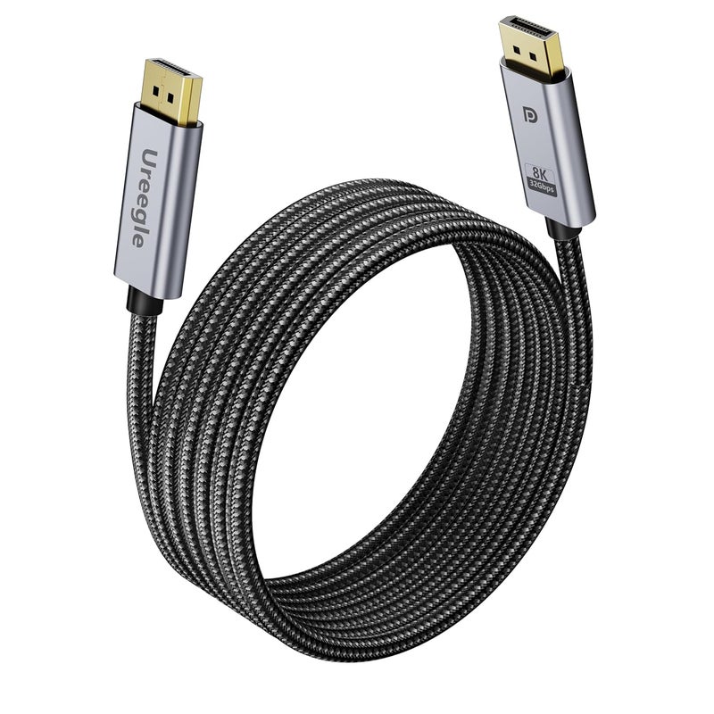 Ureegle كابل DisplayPort 8K 1.4، كابل Display Port بطول 5 أقدام، 8K@60Hz، 4K@144Hz، 2K@240Hz يدعم 32.4Gbps، كابلات DP إلى DP لشاشات الألعاب، بطاقة الرسوميات، الكمبيوتر الشخصي، اللابتوب RTX 4080/4090، RX 6800/6900 - Image 1
